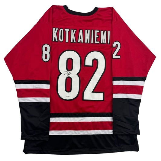Autographed/Signed Jesperi Kotkaniemi Carolina Red Hockey Jersey Beckett BAS COA