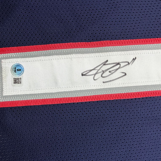 Autographed/Signed AJ A.J. Brown New England Patriots Blue Football Jersey Beckett BAS COA