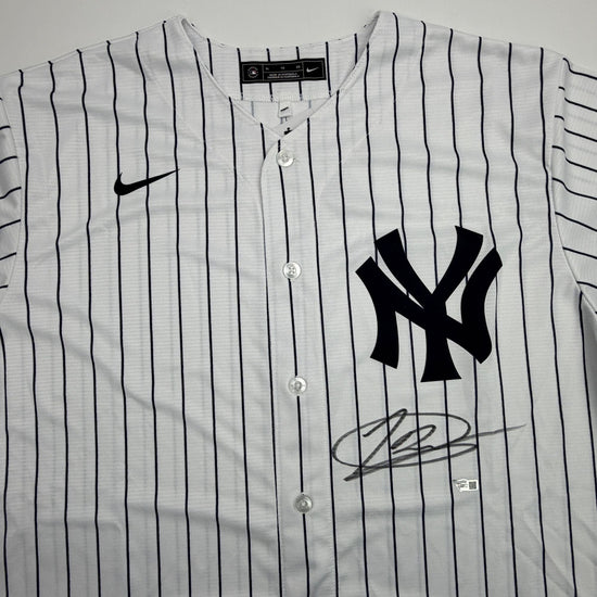 Autographed/Signed Jasson Dominguez New York Yankees Pinstripe Authentic Baseball Jersey Fanatics & MLB COA