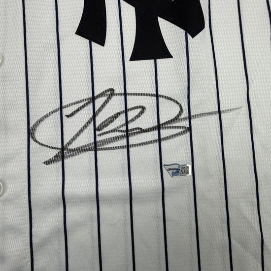 Autographed/Signed Jasson Dominguez New York Yankees Pinstripe Authentic Baseball Jersey Fanatics & MLB COA