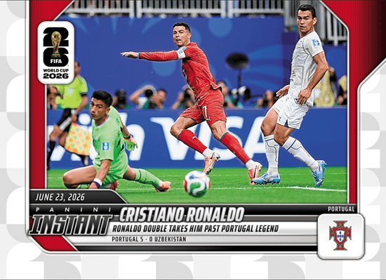 2026 Panini Instant FIFA World Cup Cristiano Ronaldo #100 Ronaldo Double Takes Him Past Portugal Legend Portugal Soccer Card