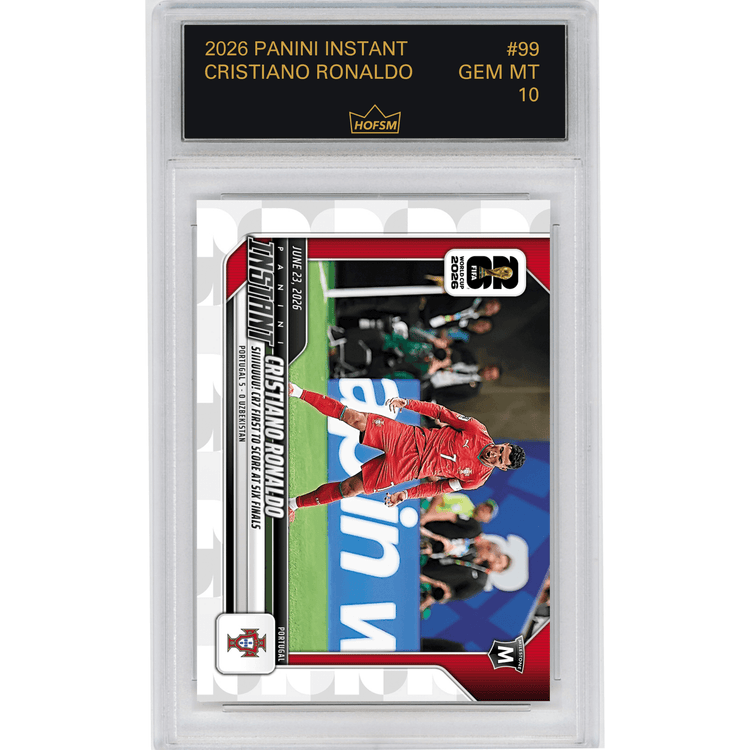 Graded 2026 Panini Instant FIFA World Cup Cristiano Ronaldo #99 SIIIIUUUU! CR7 First to Score at Six World Cups Portugal Soccer Card HOFSM 10 Gem Mint