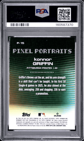 Graded 2025 Topps Bowmans Best Konnor Griffin #P15 Pixel Portraits Rookie RC Baseball Card PSA 10 Gem Mint