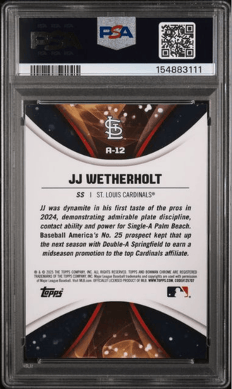 Graded 2025 Topps Bowman Draft JJ Wetherholt #A12 Axis Rookie RC Baseball Card PSA 9 Mint