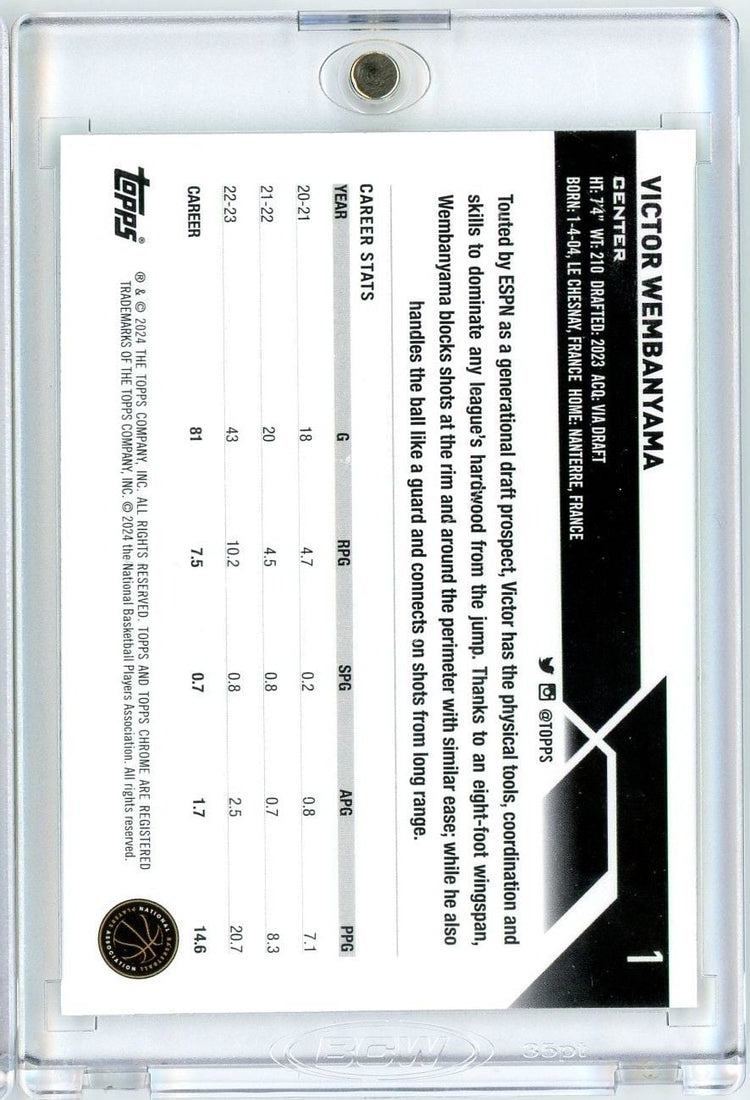 2023 Topps Chrome Victor Wembanyama #1 Green Logo Refractor Rookie RC Basketball Card