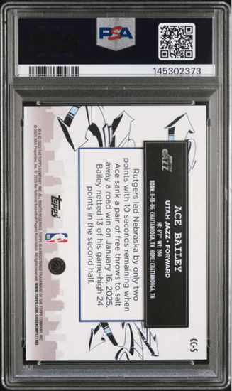 Graded 2025 Topps Ace Bailey #CC5 Clutch City Prospects Green Holo Foil /99 Rookie RC Basketball Card PSA 10 Gem Mint