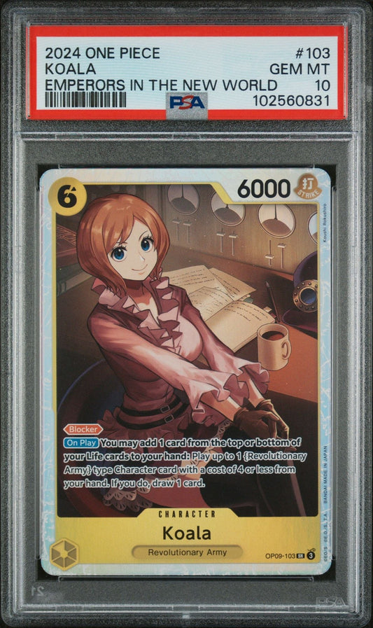 Graded 2024 One Piece Koala #103 Trading Card Game PSA 10 Gem Mint