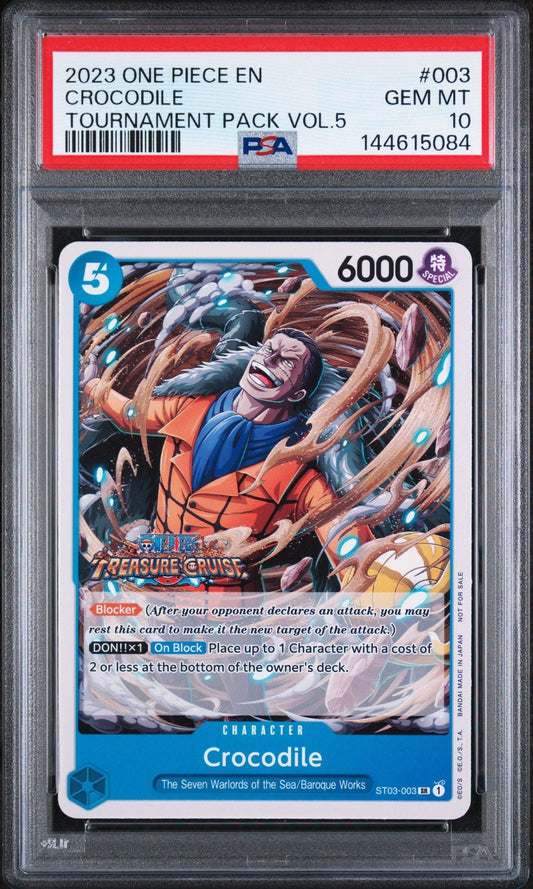 Graded 2023 One Piece Crocodile #003 ST03 Trading Card Game PSA 10 Gem Mint