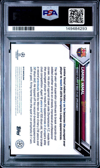 Graded 2025 Topps Now UCL Lamine Yamal #33 UEFA Champions League Soccer Card PSA 10 Gem Mint
