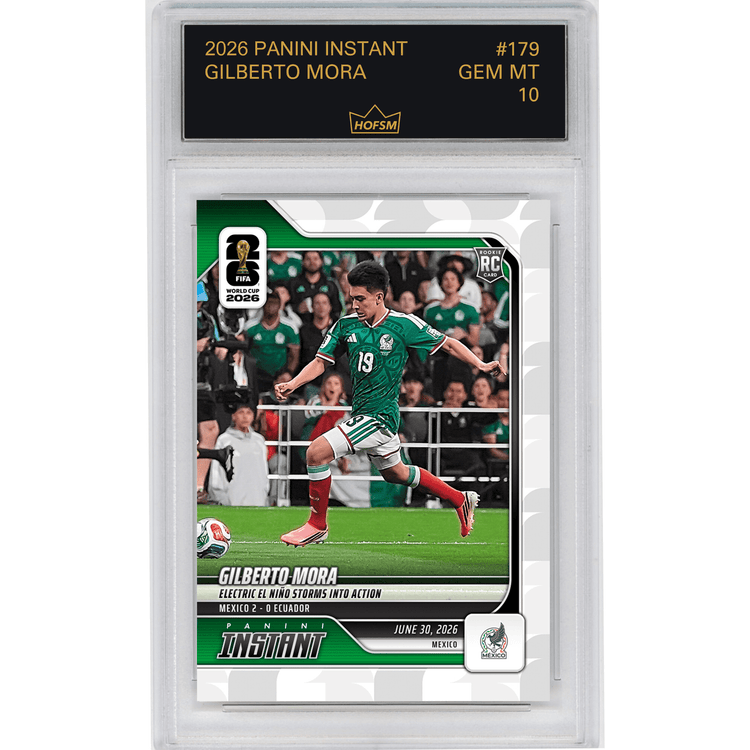 Graded 2026 Panini Instant FIFA World Cup Gilberto Mora #179 Electric El Nino Storms into Action Mexico Rookie RC Soccer Card HOFSM 10 Gem Mint