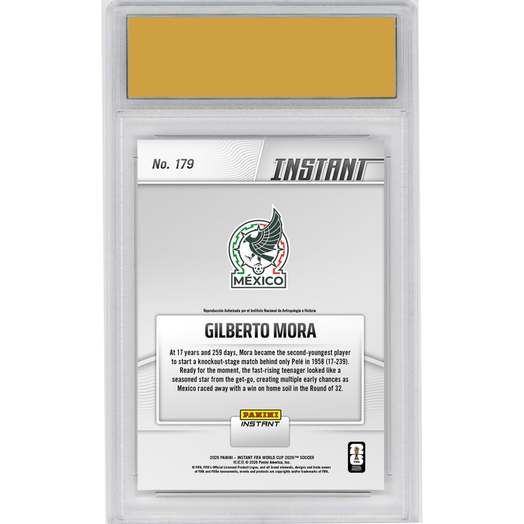 Graded 2026 Panini Instant FIFA World Cup Gilberto Mora #179 Electric El Nino Storms into Action Mexico Rookie RC Soccer Card HOFSM 10 Gem Mint