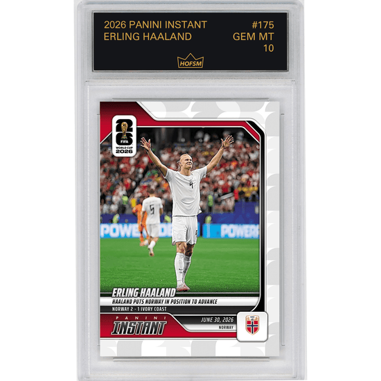 Graded 2026 Panini Instant FIFA World Cup Erling Haaland #175 Haaland Puts Norway in Position to Advance Norway Soccer Card HOFSM 10 Gem Mint