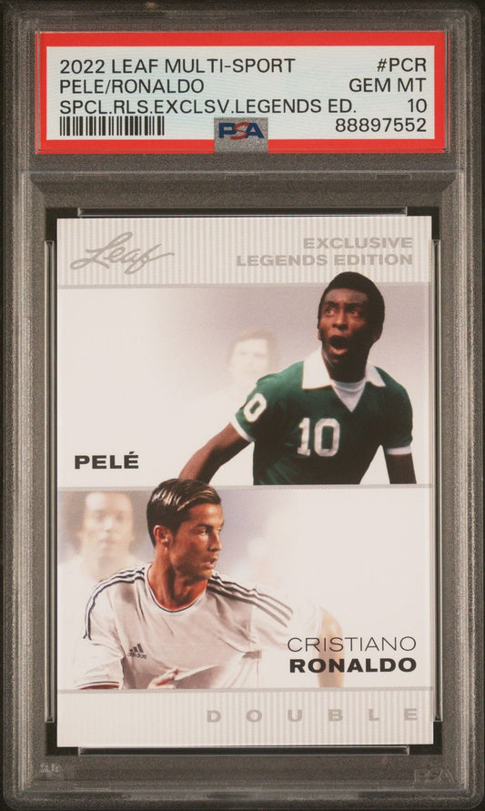 Graded 2022 Leaf Multi-Sport Cristiano Ronaldo Pele #PCR Special Release Exclusive Legends Edition Soccer Card PSA 10 Gem Mint