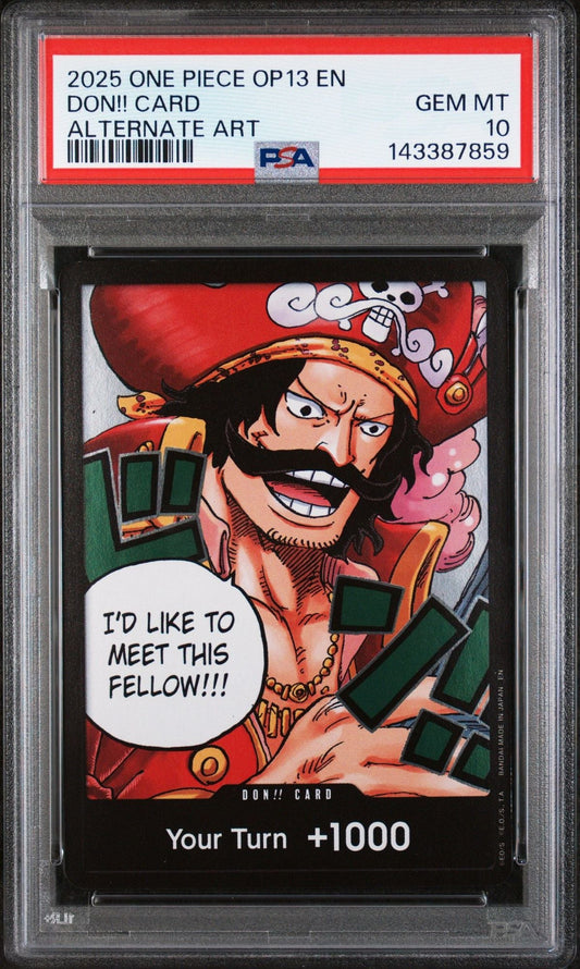 Graded 2025 One Piece Don!! Card OP13 Gold D Roger Trading Card Game PSA 10 Gem Mint