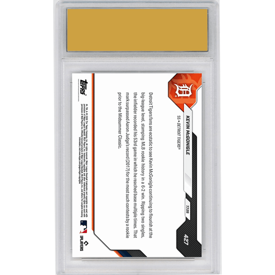 Graded 2026 Topps Now Kevin McGonigle #427 53rd Multiple On Base Game Sets MLB Rookie Mark Detroit Tigers Rookie RC Baseball Card HOFSM 10 Gem Mint