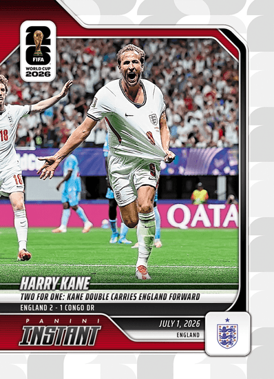 2026 Panini Instant FIFA World Cup Harry Kane #182 Two for One: Kane Double Carries England Forward England Soccer Card