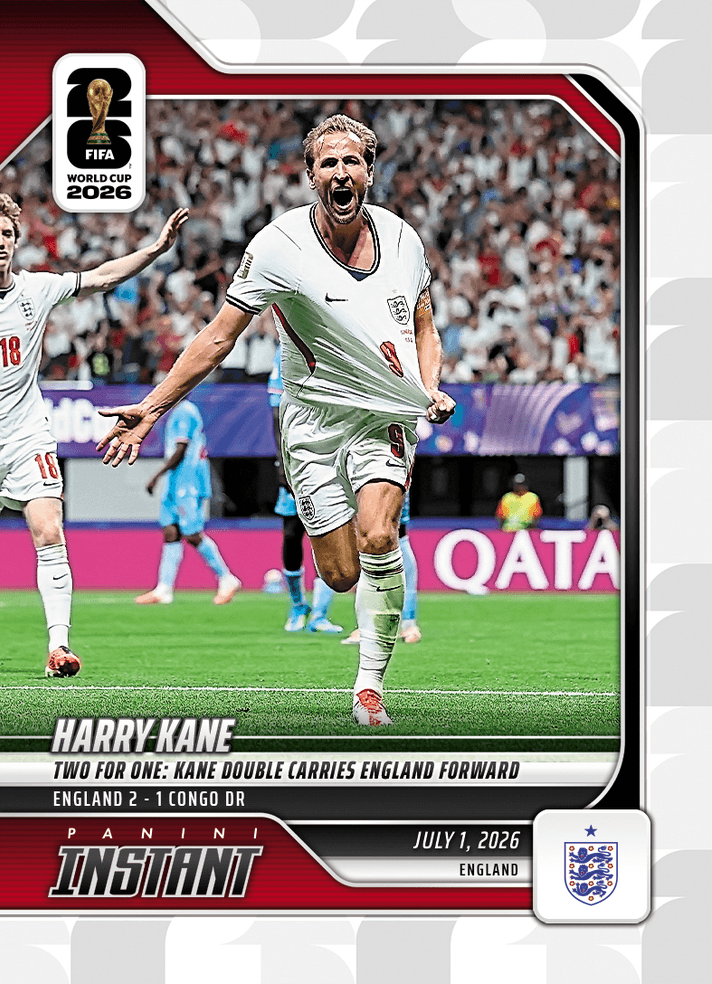 2026 Panini Instant FIFA World Cup Harry Kane #182 Two for One: Kane Double Carries England Forward England Soccer Card