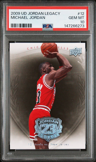 Graded 2009 UD Upper Deck Michael Jordan #12 Legacy Gold 10 Steals Basketball Card PSA 10 Gem Mint