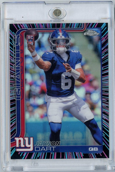 Graded 2025 Topps Chrome Jaxson Dart #306 Neon Pulse Refractor Rookie RC Football Card