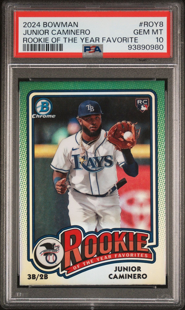 Graded 2024 Topps Bowman Junior Caminero #ROY8 Rookie of the Year Favorite RC Baseball Card PSA 10 Gem Mint