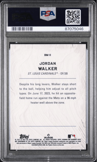 Graded 2023 Topps Bowmans Best Jordan Walker #BM11 Masterpieces Rookie RC Baseball Card PSA 10 Gem Mint