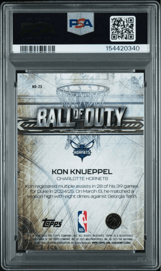 Graded 2025 Topps Chrome Kon Knueppel #BD23 Ball of Duty Rookie RC Basketball Card PSA 10 Gem Mint