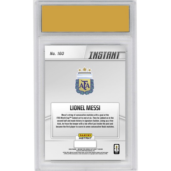 Graded 2026 Panini Instant FIFA World Cup Lionel Messi #160 More History For Marvelous Messi Argentina Soccer Card HOFSM 10 Gem Mint