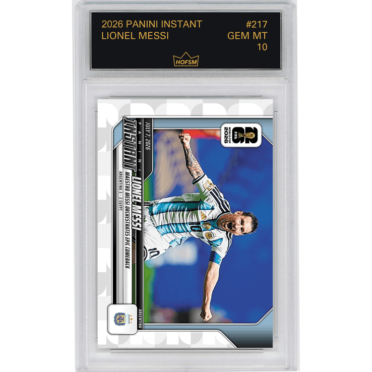 Graded 2026 Panini Instant FIFA World Cup Lionel Messi #217 Maestro Messi Orchestrates Epic Comeback Argentina Soccer Card HOFSM 10 Gem Mint