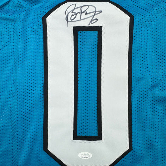 Autographed/Signed Brian Burns Carolina Blue Football Jersey JSA COA