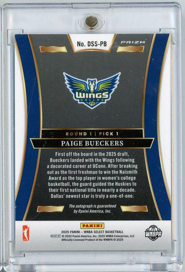 2025 Panini Select WNBA Paige Bueckers #DSS-PB Silver Auto Rookie RC Basketball Card