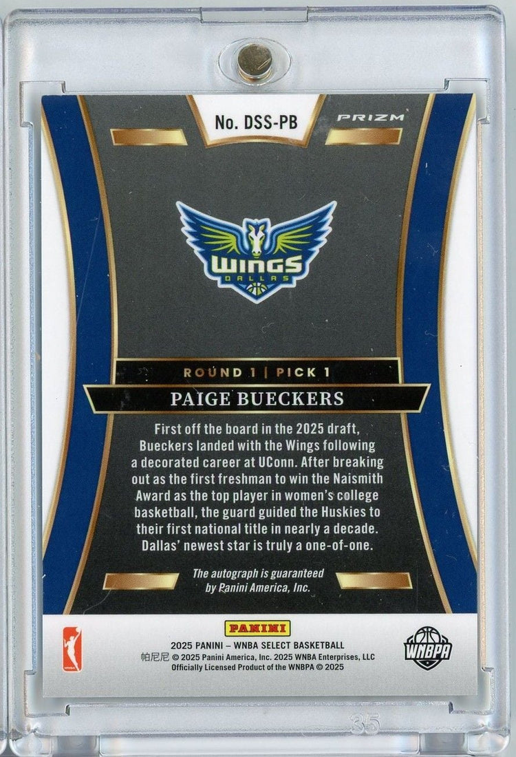 2025 Panini Select WNBA Paige Bueckers #DSS-PB Silver Auto Rookie RC Basketball Card