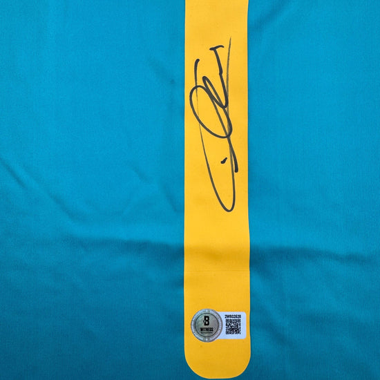 Autographed/Signed Iker Casillas Spain Teal Soccer Futbol Jersey Beckett BAS COA