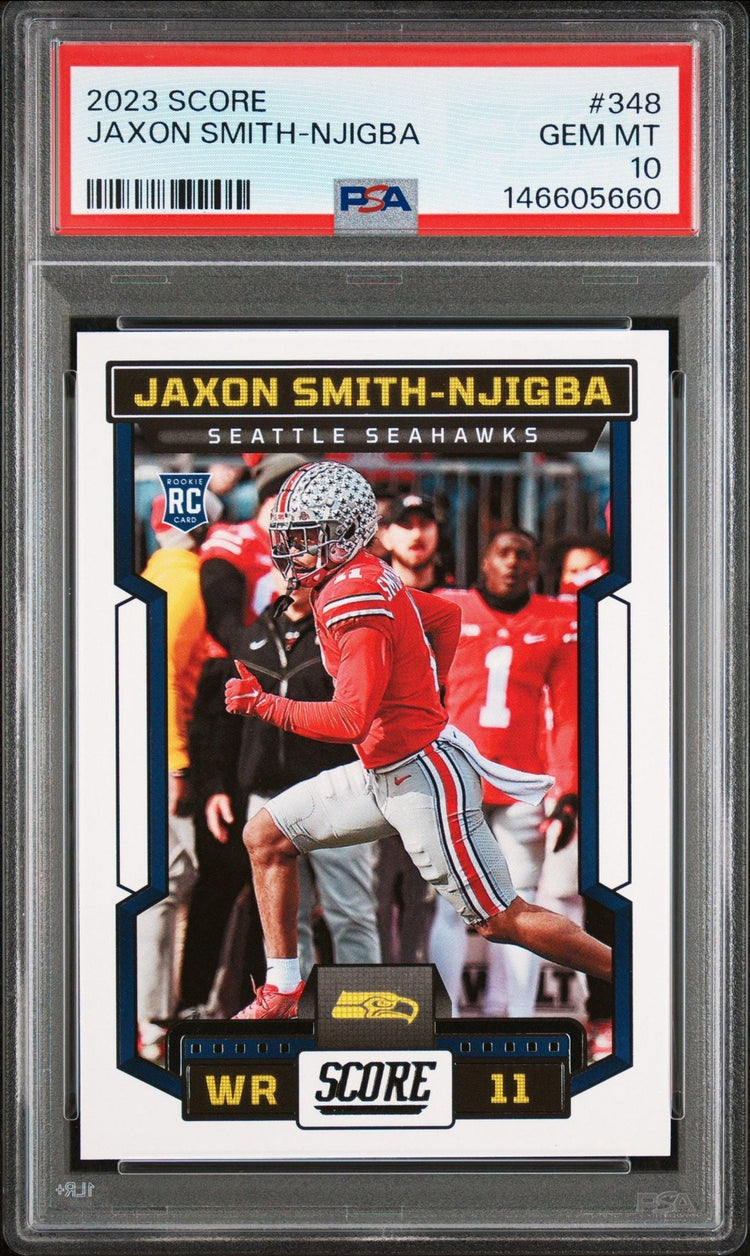 Graded 2023 Panini Score Jaxon Smith Njigba #348 Rookie RC Football Card PSA 10 Gem Mint