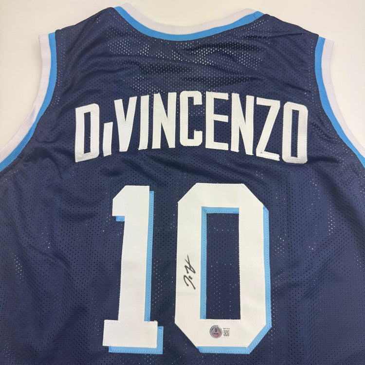 Autographed/Signed Donte DiVincenzo Villanova Blue College Basketball Jersey Beckett BAS COA