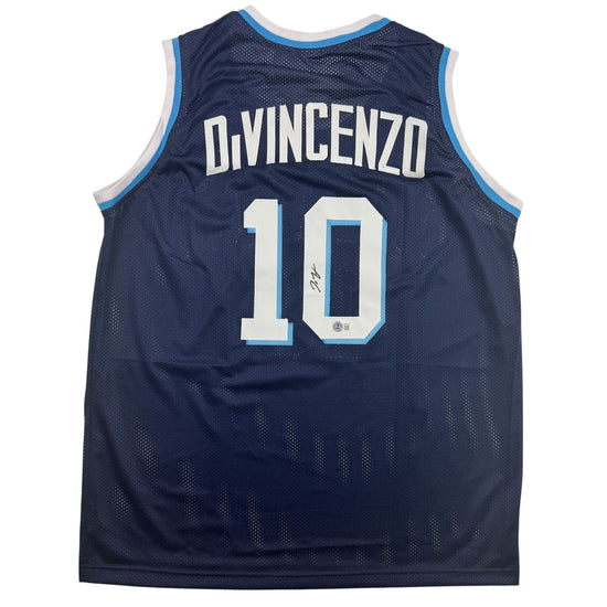Autographed/Signed Donte DiVincenzo Villanova Blue College Basketball Jersey Beckett BAS COA