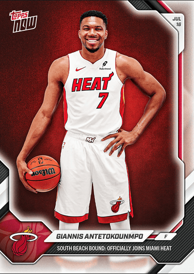 2026 Topps Now Giannis Antetokounmpo #OS02 South Beach Bound: Officially Joins Miami Heat Basketball Card