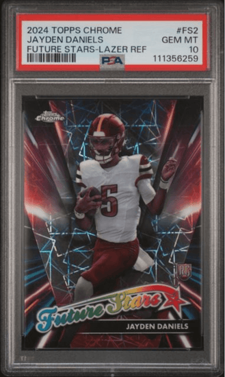 Graded 2024 Topps Chrome Jayden Daniels #FS2 Future Stars Lazer Refractor Rookie RC Football Card PSA 10 Gem Mint