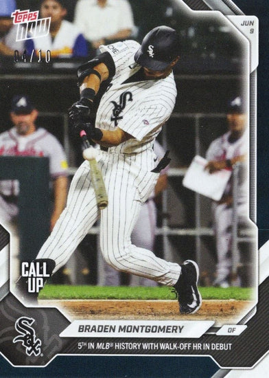 2026 Topps Now Braden Montgomery #311 Black Foil /10 5th in MLB History with Walk Off Home Run in Debut Chicago White Sox Rookie RC Baseball Card
