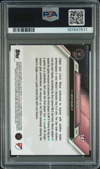 Graded 2024 Topps Now MLS Lionel Messi #147 1st MLS Hat-Trick Soccer Card PSA 10 Gem Mint