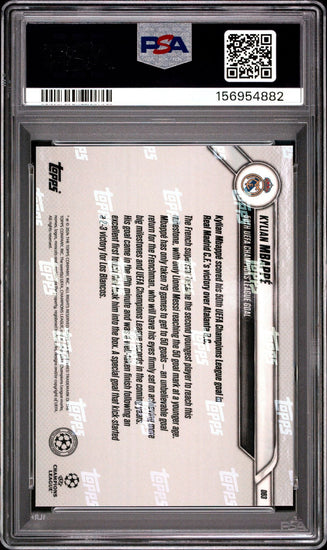 Graded 2025 Topps Now UCL Kylian Mbappe #63 UEFA Champions League 50th Goal Soccer Card PSA 10 Gem Mint