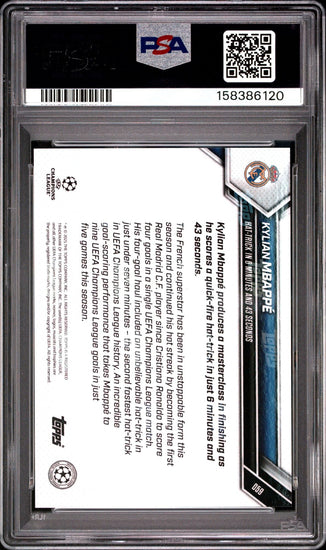 Graded 2025 Topps Now UCL Kylian Mbappe #59 UEFA Champions League Hat-Trick in 6 Minutes Soccer Card PSA 10 Gem Mint