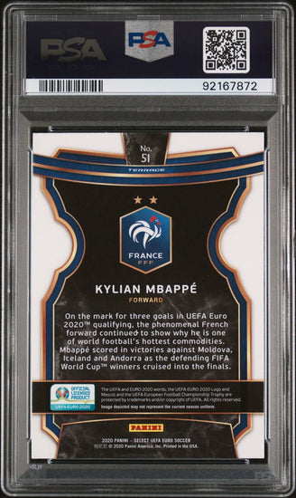 Graded 2020 Panini Select UEFA Euro Kylian Mbappe #51 Soccer Card PSA 10 Gem Mint