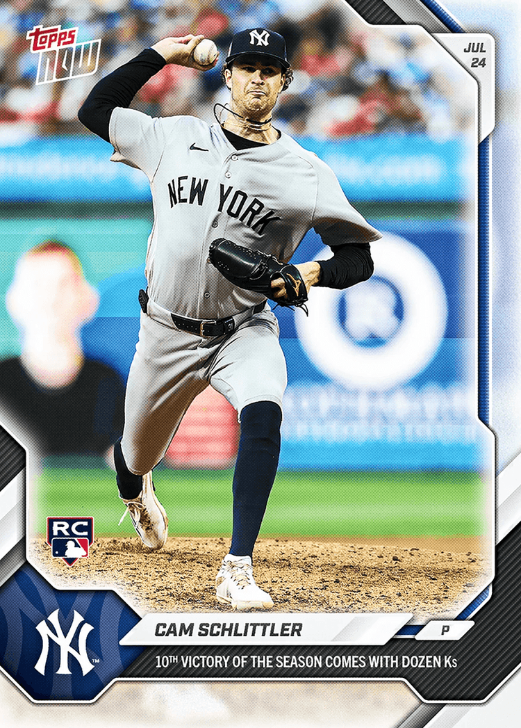 2026 Topps Now Cam Schlittler #483 10th Victory of Season Comes with Dozen Ks New York Yankees Rookie RC Baseball Card