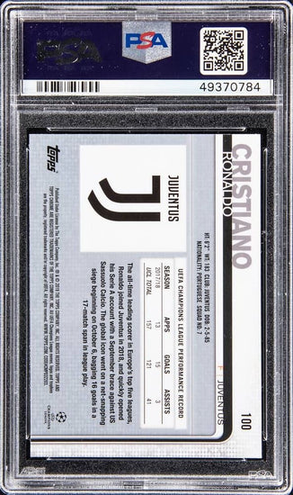 Graded 2018 Topps Chrome UCL Cristiano Ronaldo #100 Running UEFA Champions League Soccer Card PSA 10 Gem Mint