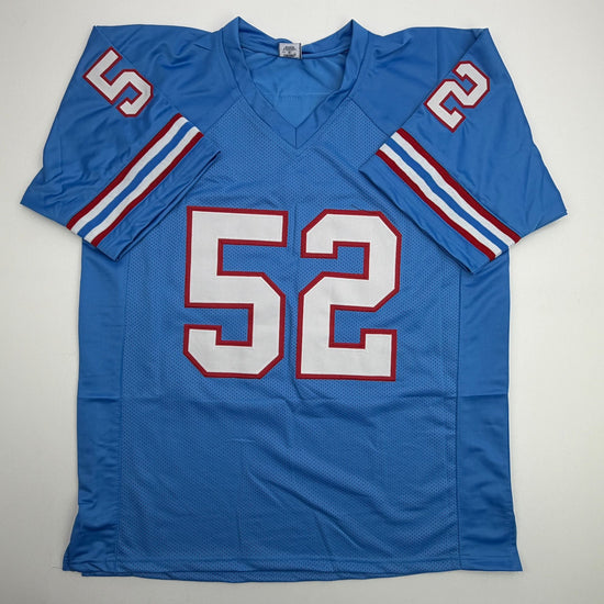 Autographed/Signed Robert Brazile Houston Blue Football Jersey JSA COA