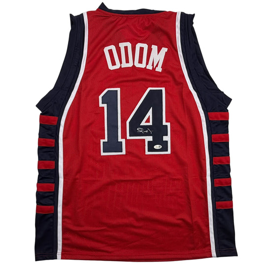 Autographed/Signed Lamar Odom United States USA Olympics Red Basketball Jersey JSA COA