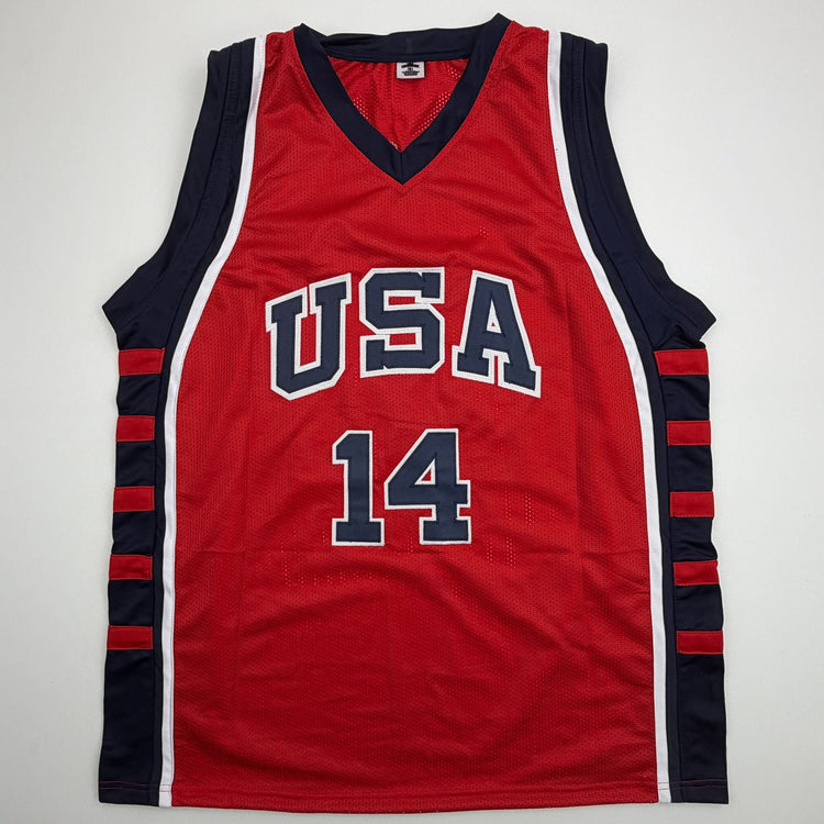 Autographed/Signed Lamar Odom United States USA Olympics Red Basketball Jersey JSA COA