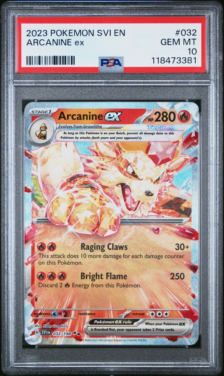 Graded 2023 Pokemon EN Arcanine #032 SVI Trading Card Game PSA 10 Gem Mint