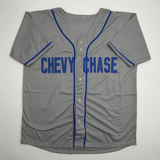Autographed/Signed Chevy Chase Fletch Los Angeles Grey Baseball Jersey Beckett BAS COA