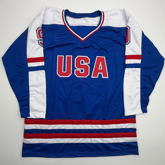 Autographed/Signed Mike Modano Team USA Blue Hockey Jersey Beckett BAS COA